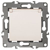 Розетка с заземлением без рамки Эра S12 1-м крышка шторки 16А слоновая кость картинка